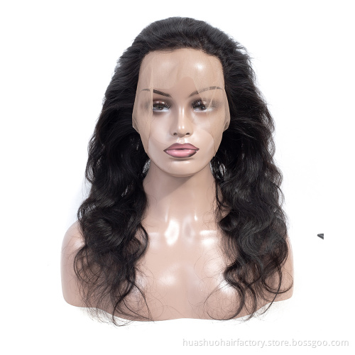 Single Donor Top Brush Back Dark Rooted Brazilian Human Hair Body Wave Full Lace 360 Lace Frontal Closure